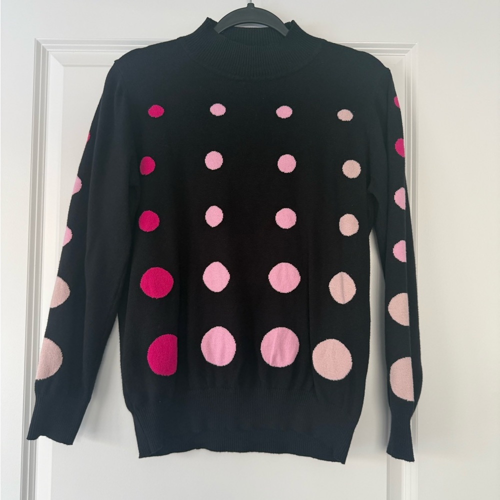 Black and Pink Polka Dot Sweater